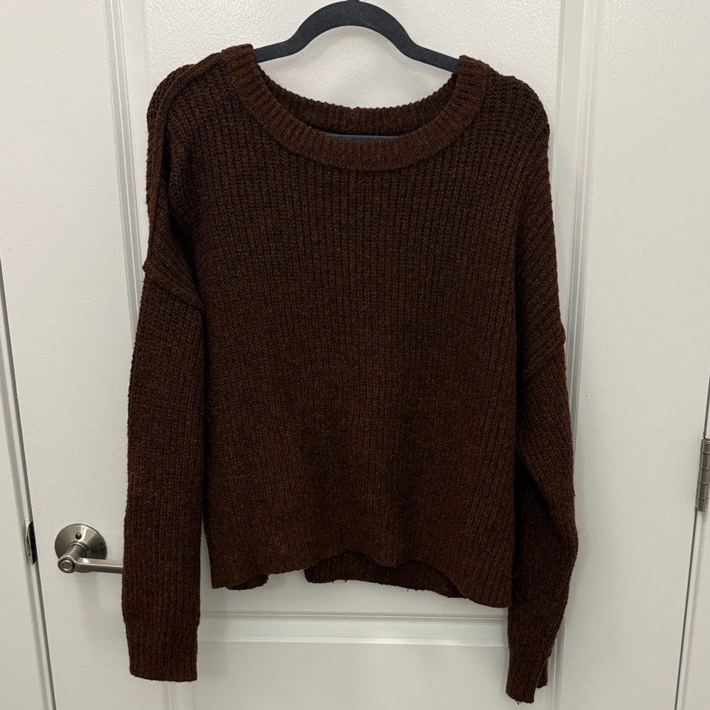 American Eagle Outfitters Dark Brown Crew Neck Sweater